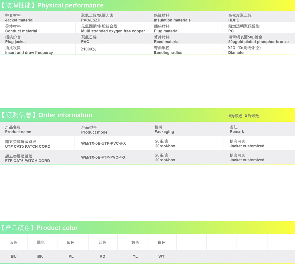 超五类信息跳线-CAT-5e-PATCH-CORD